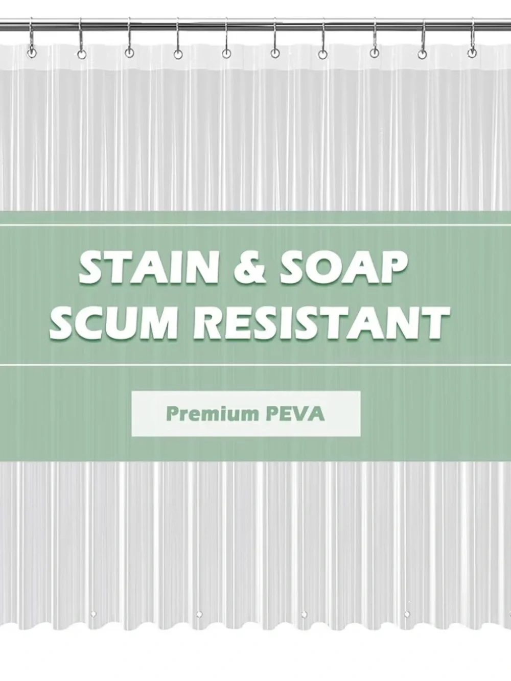 Stain & Soap Scum Resistant PEVA Clear Shower Curtain Liner
